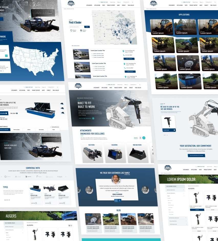 Collage of Blue Diamond Attachments site views and imagery