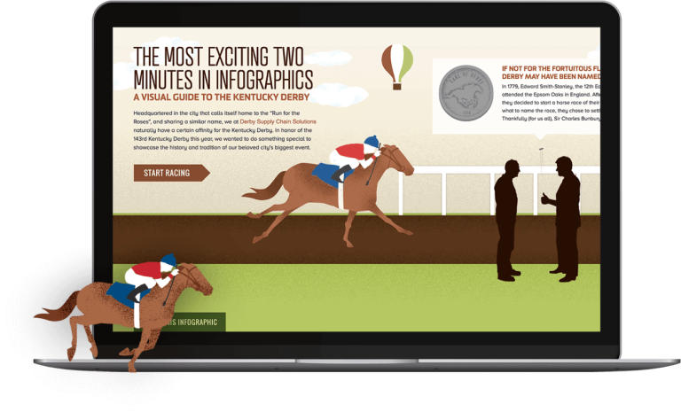 Derby infographic on a laptop
