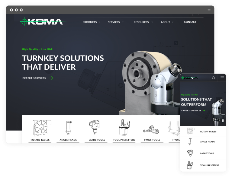 Koma Precision website on desktop