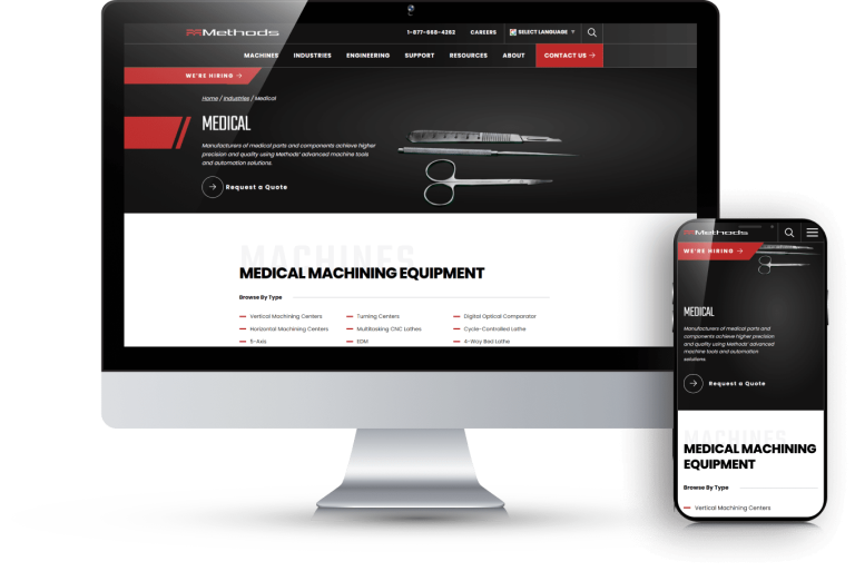 Methods Machine web site on desktop and mobile