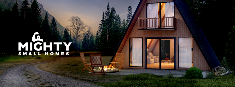 Mighty Small Homes House in beautiful sunset with mountains