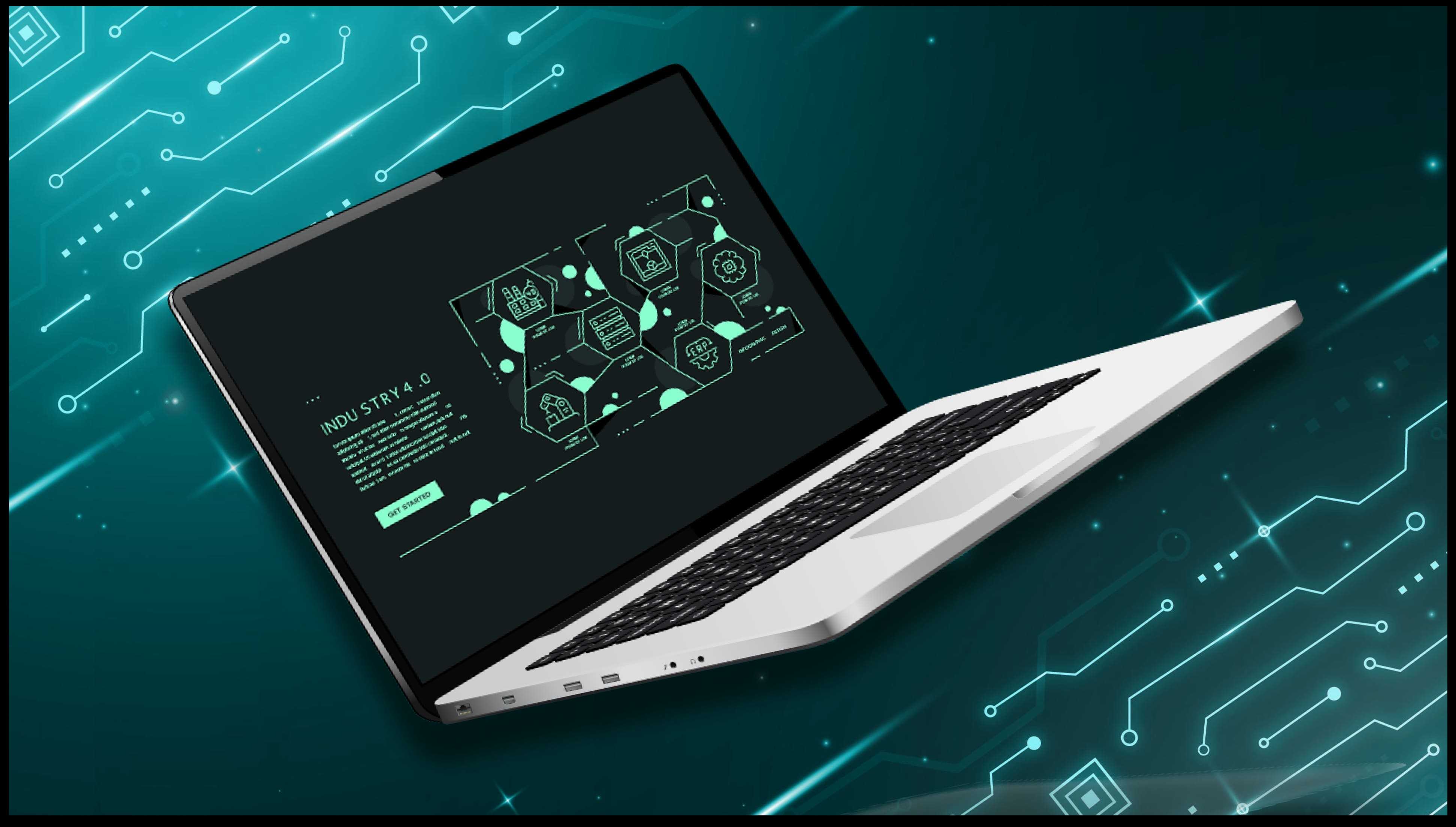 Image of computer with industry 4.0 manufacturing website design