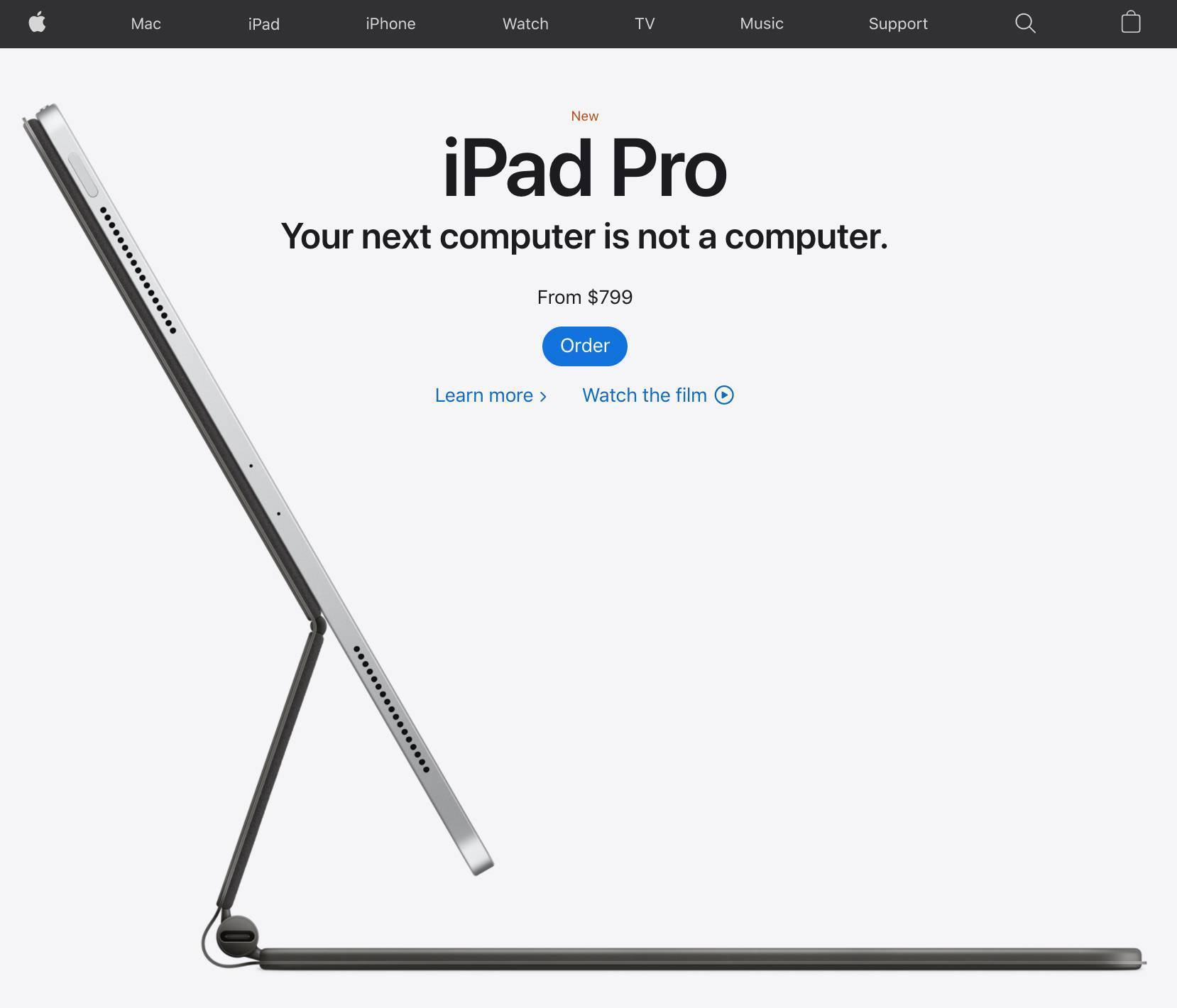 Example of Apple website using white background and negative space