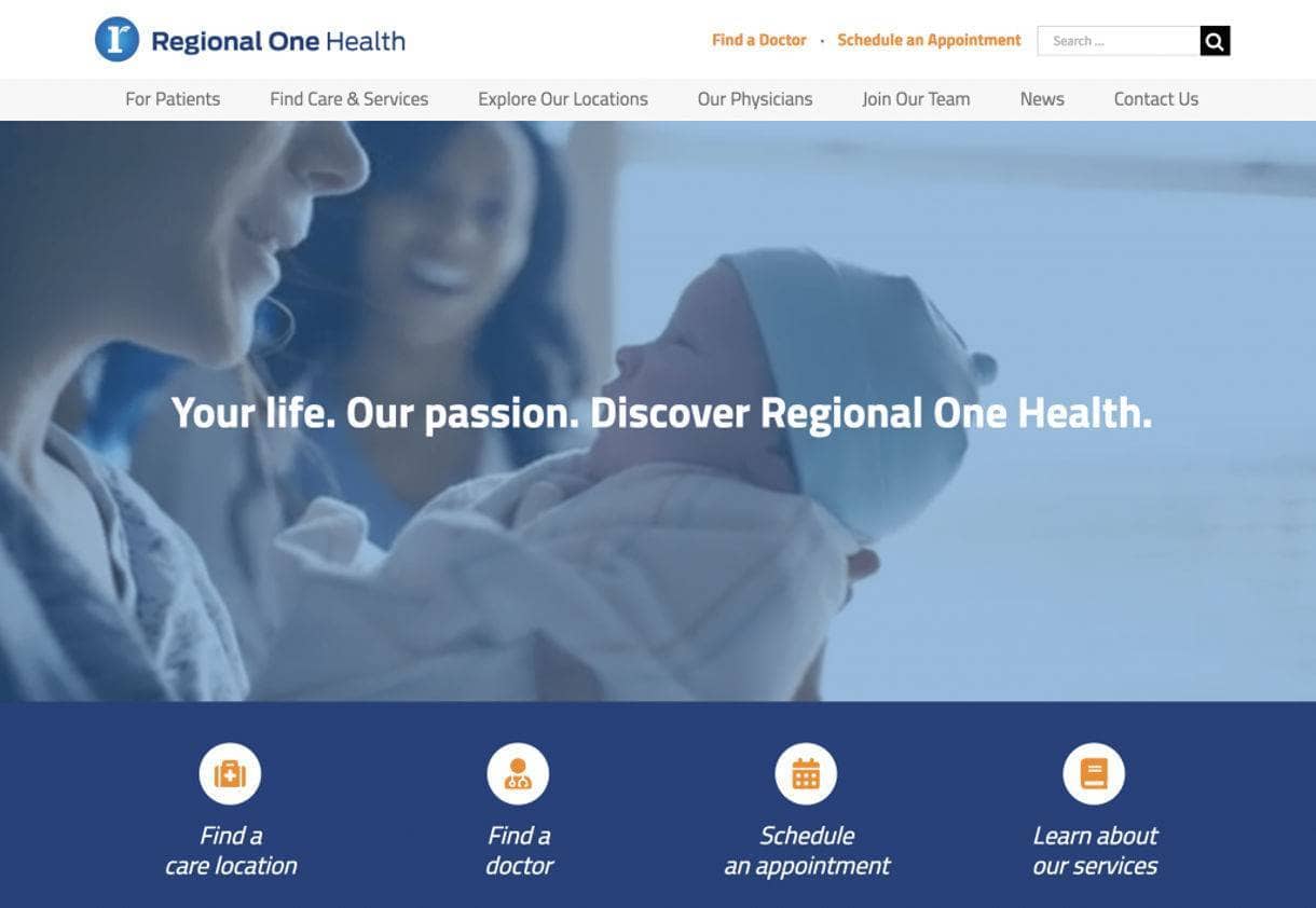 screenshot example of Regional One Health website's Engaging Videos