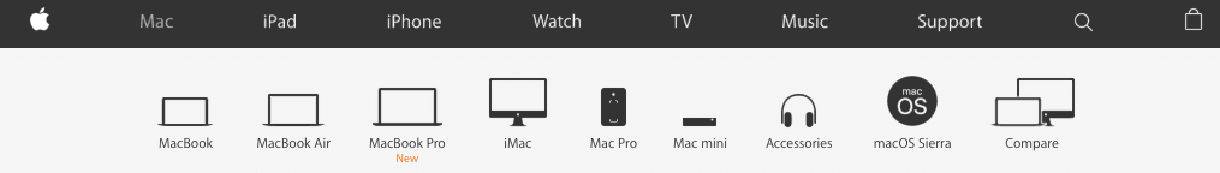 Various Apple website navigation icons