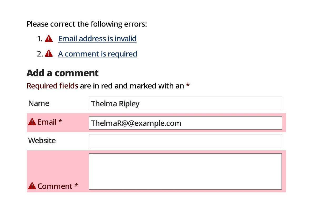 good accessibility form feedback example