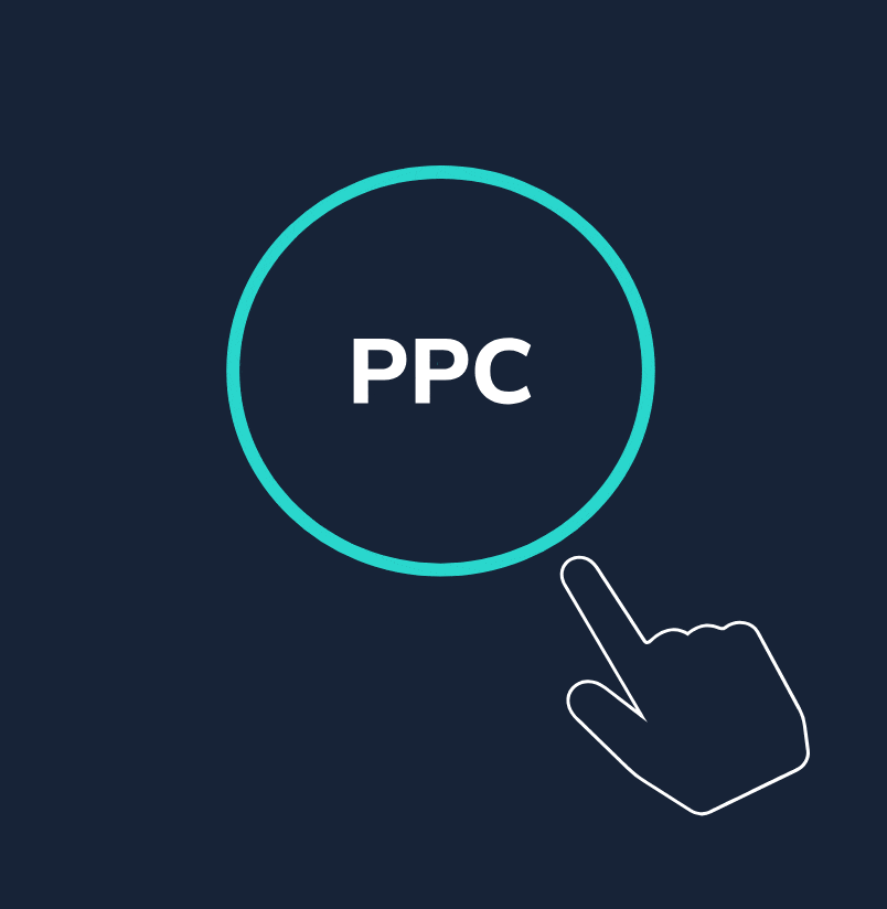 Animation of finger clicking ppc ad