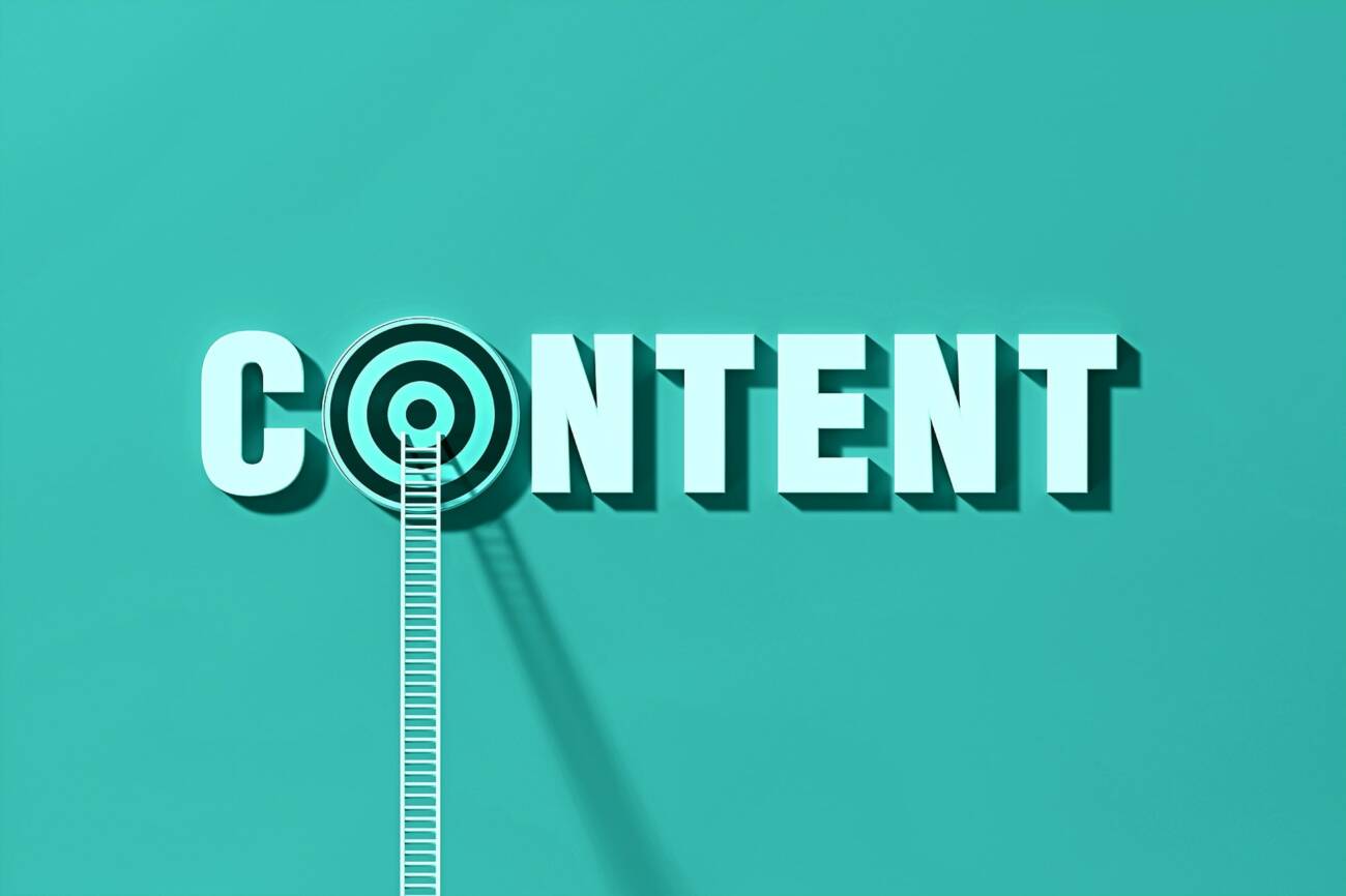 the word Content and the O is a bullseye with a ladder leading up to it