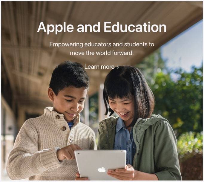 apple website features high quality images
