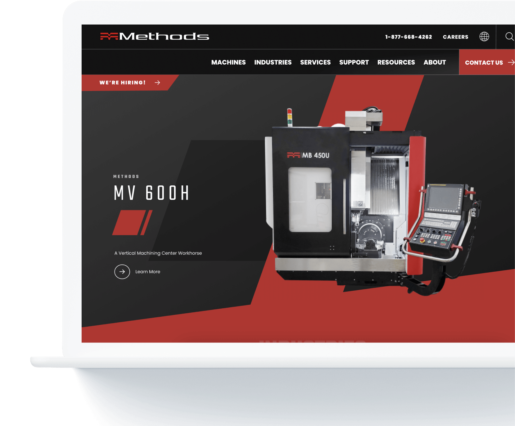 Screenshot of the methods machine tools site