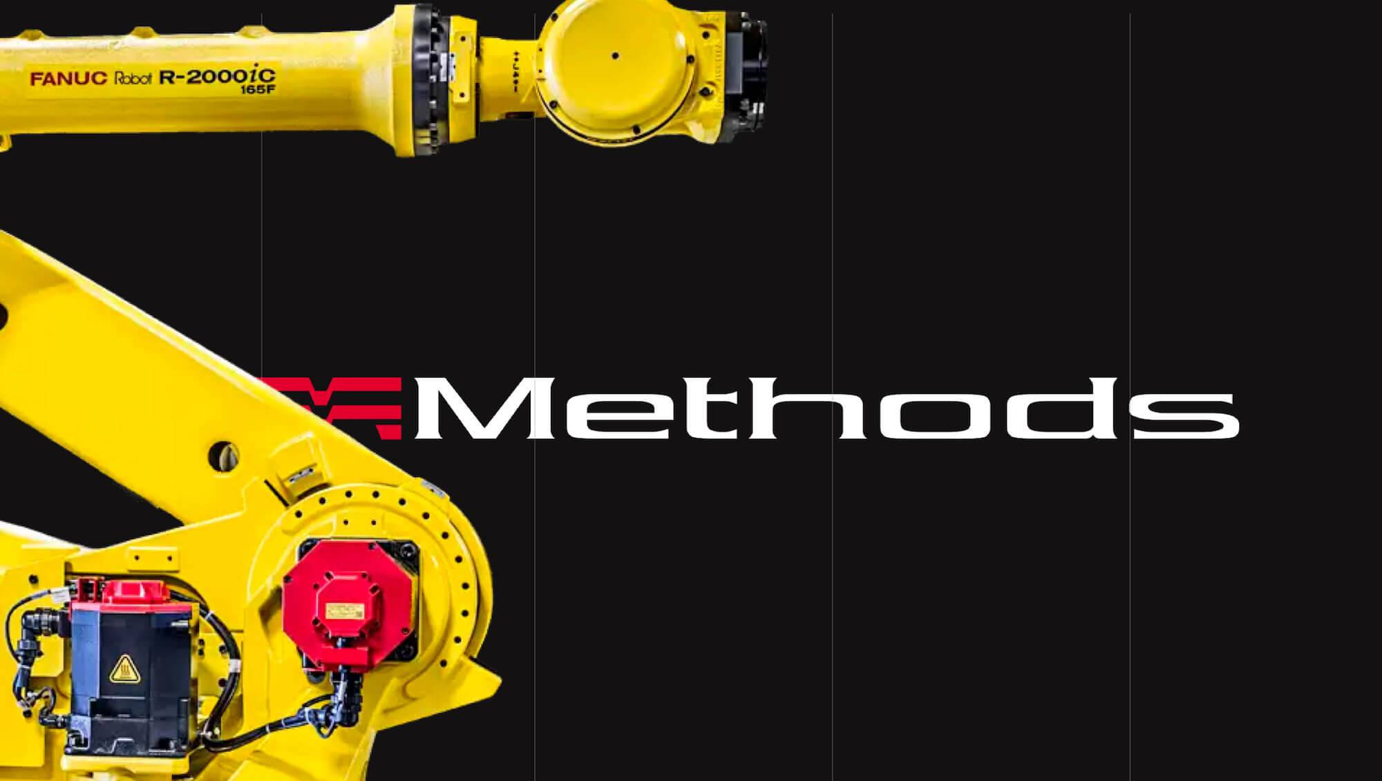 Methods machine logo with a yellow robot arm