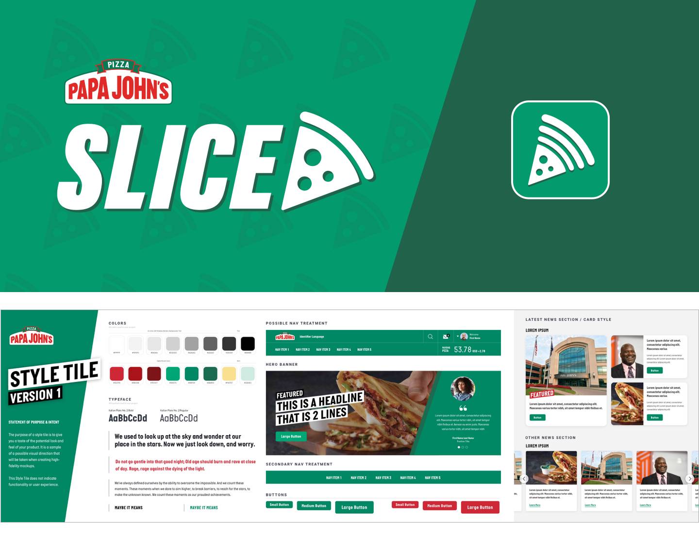 an example of design style tiles developed for the Papa Johns intranet project