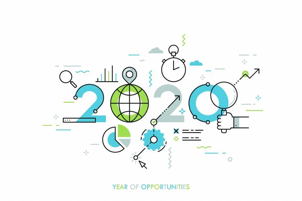 an illustration of 2020 with text year of opportunities