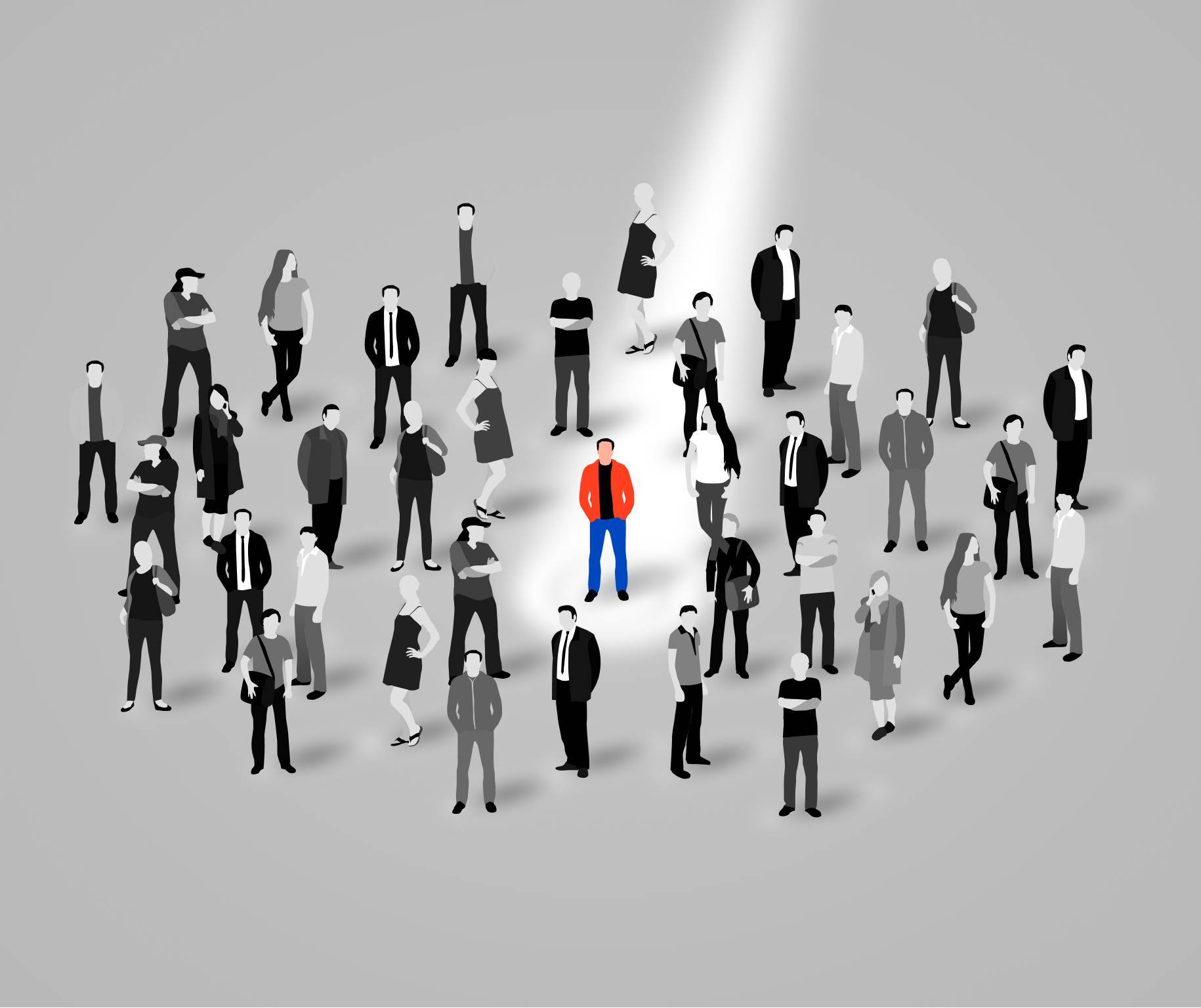 an illustration of business targets standing out from a crowd of business competitors