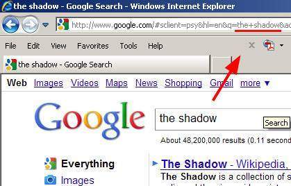 Screenshot of Google search for The Shadow