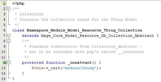 Screenshot of Magento resource model collection coding