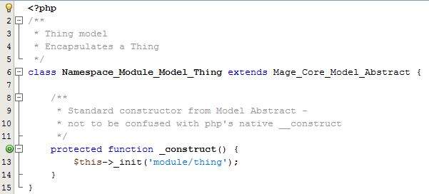 Screenshot of Magento model code