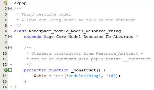 Screenshot of Magento resource model code