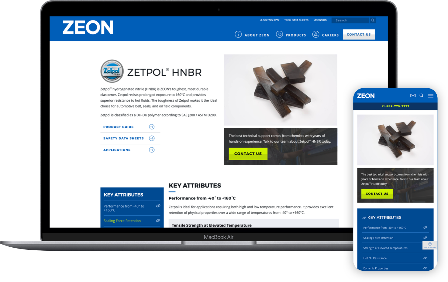 laptop and mobile device displaying the new zeon website